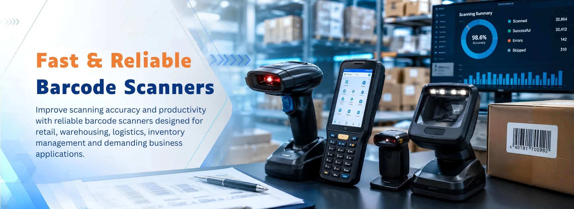 Barcode scanners for retail, warehousing, logistics and inventory management